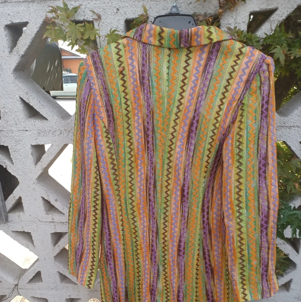Connie's Moonlight multi-colored zigzaged stripe coat size M. - Picture 3 of 4